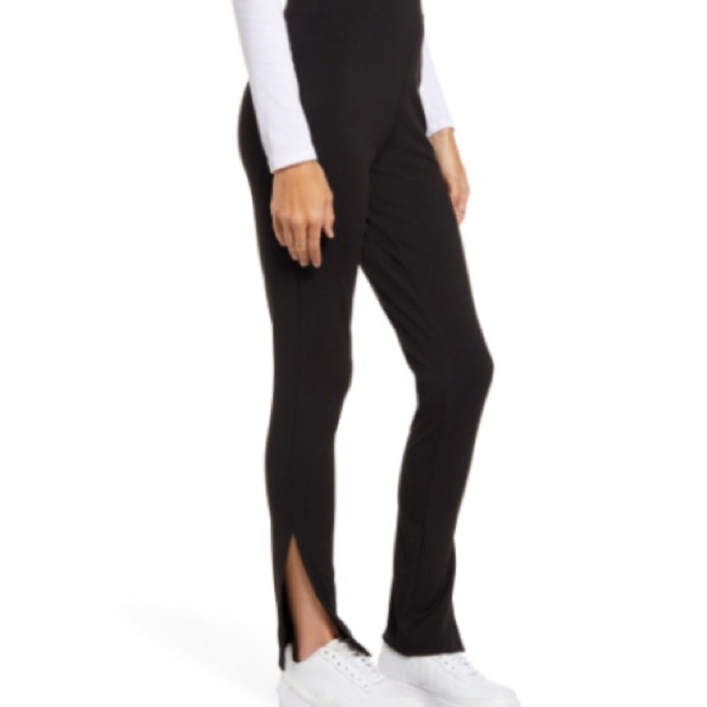 BP Black Side Slit Flare Women's Stretchy Legging Pants activewear yoga - Picture 2 of 5